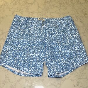 NWT Adidas Advanced Deco Print Blue White High Rise Golf Shorts Sz 2